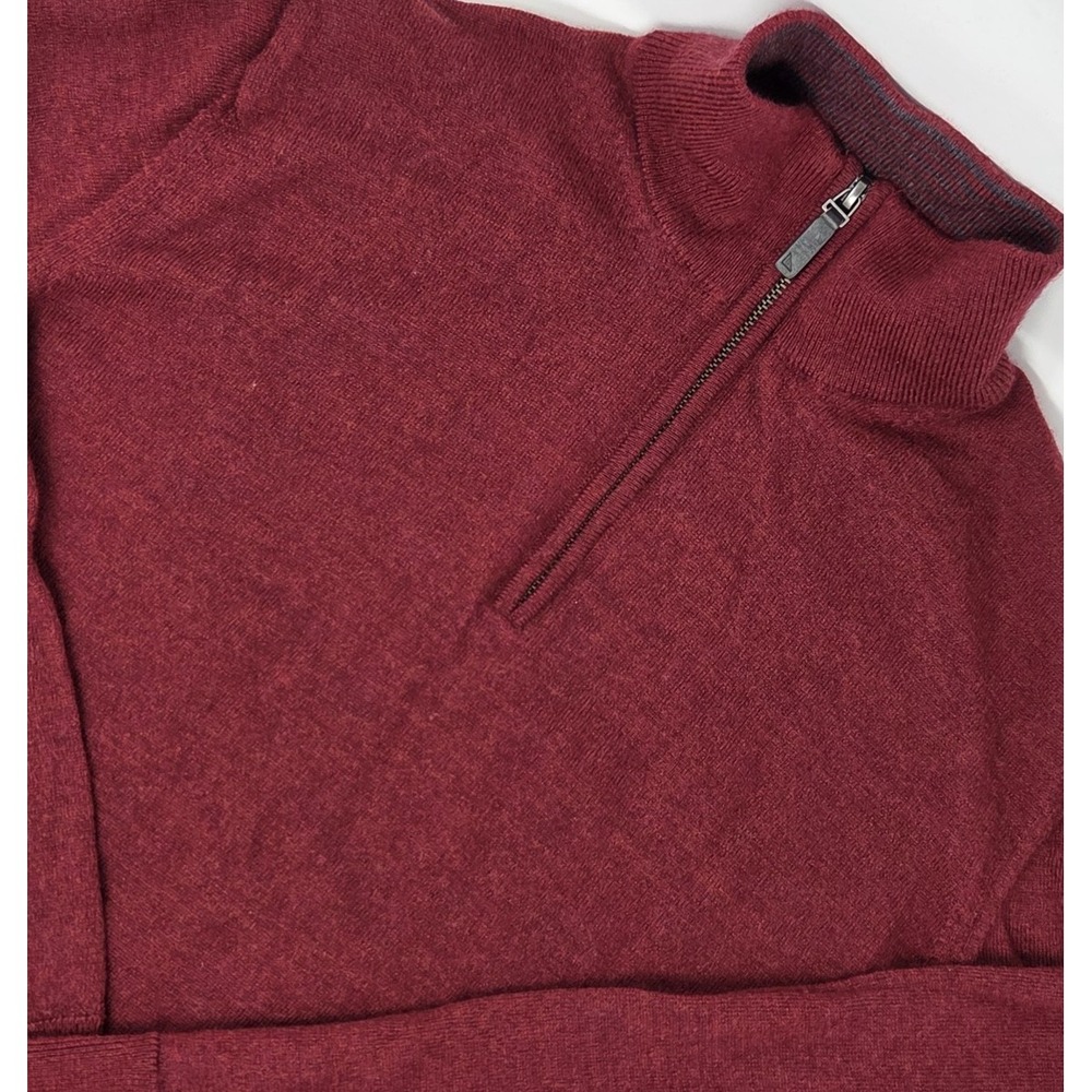 UNTUCKit Belguardo Extra Fine Merino‎ Wool 1/4 Zip Sweater Men's Medium Red